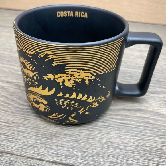 Starbucks Coffee Cup Mug COSTA RICA 2016 Matte Black Gold Fish 14 Oz - Picture 3 of 10